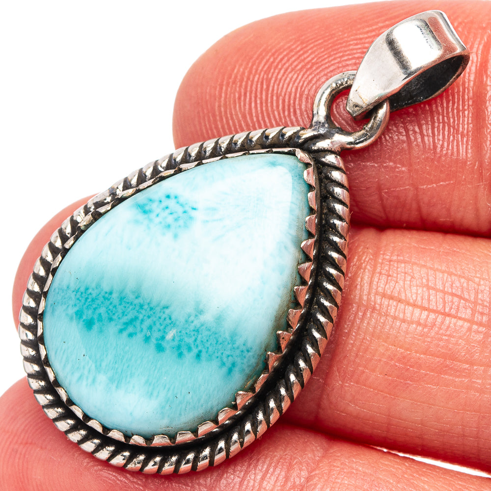 Rare Larimar Pendant 1 1/2" (.925 Sterling Silver)