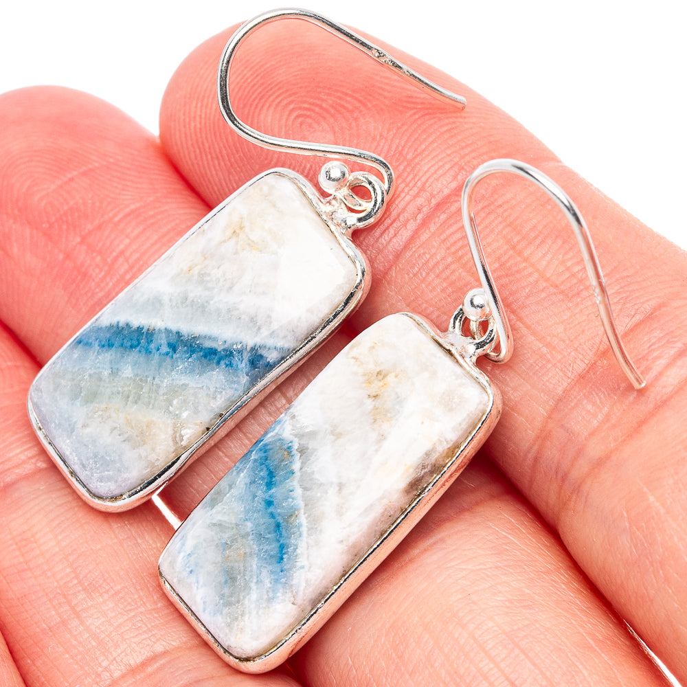 Blue Scheelite Earrings 1 1/2" (925 Sterling Silver) E1920
