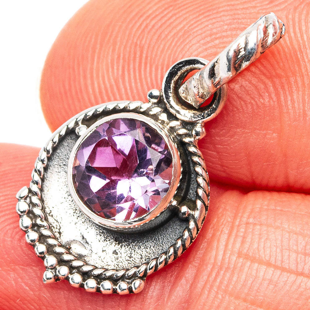 Amethyst Dainty Pendant 7/8" (.925 Sterling Silver)