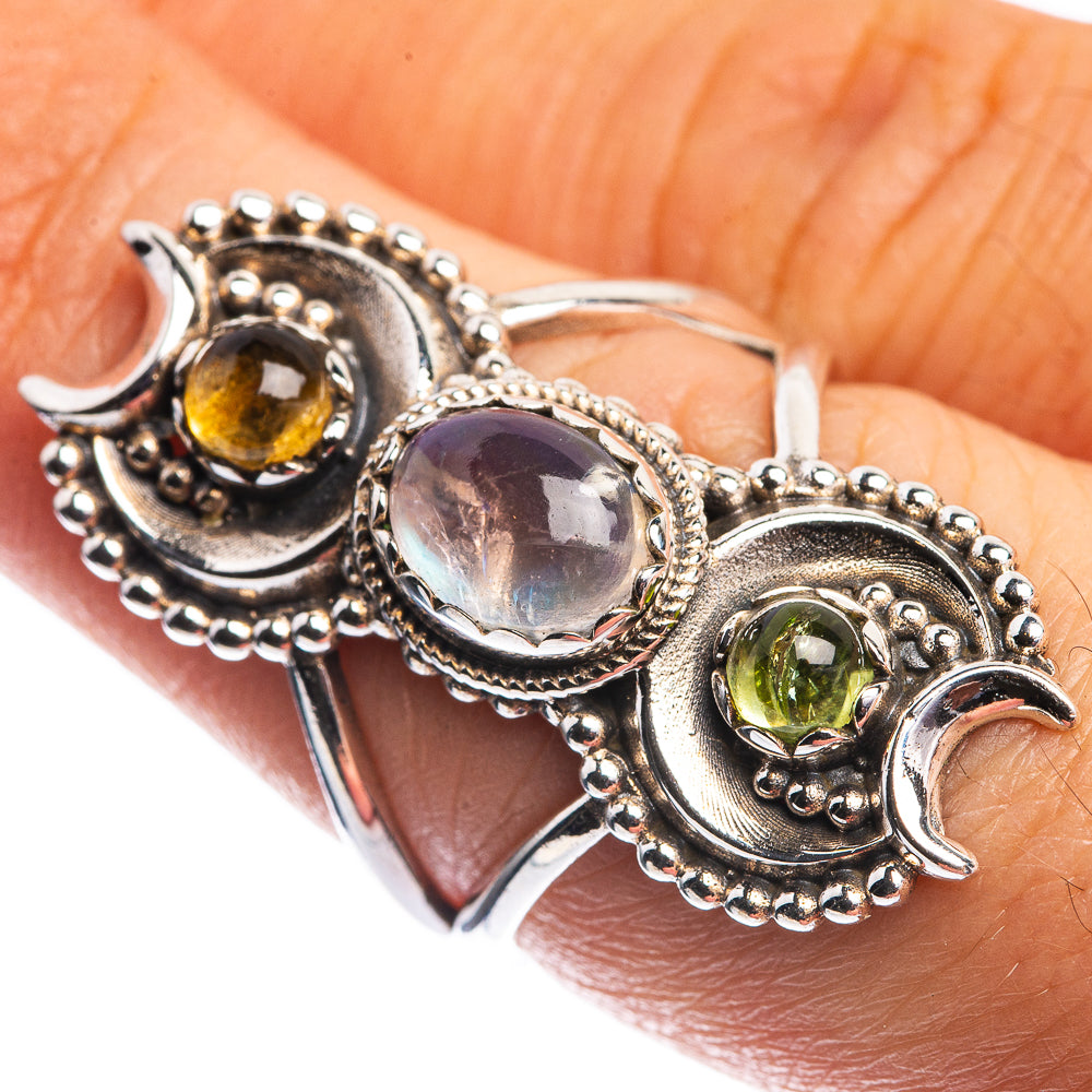 Rainbow Moonstone, Citrine, Peridot Ring Size 7 (925 Sterling Silver) R144132
