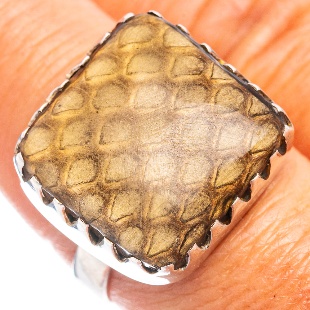 (Classic Series) Wood Jasper Ring Size 8 (.925 Sterling Silver)