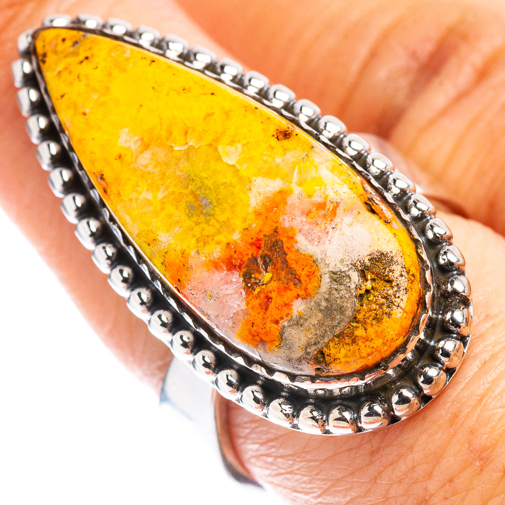 Bumble Bee Jasper Ring Size 8 Adjustable (.925 Sterling Silver)