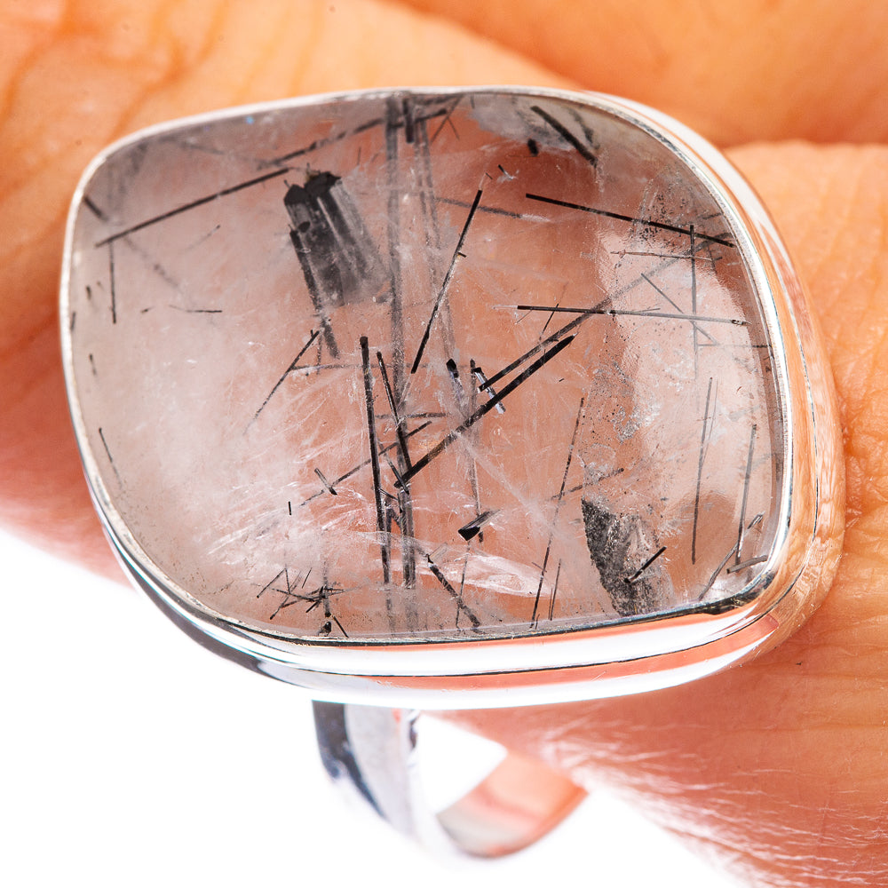 Tourmalinated Quartz 925 Sterling Silver Ring Size 12