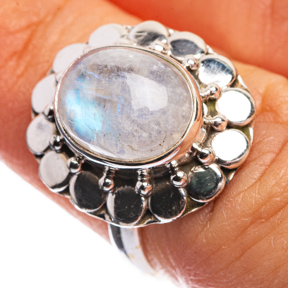 Rainbow Moonstone Dainty Ring Size 7 (925 Sterling Silver) R142542