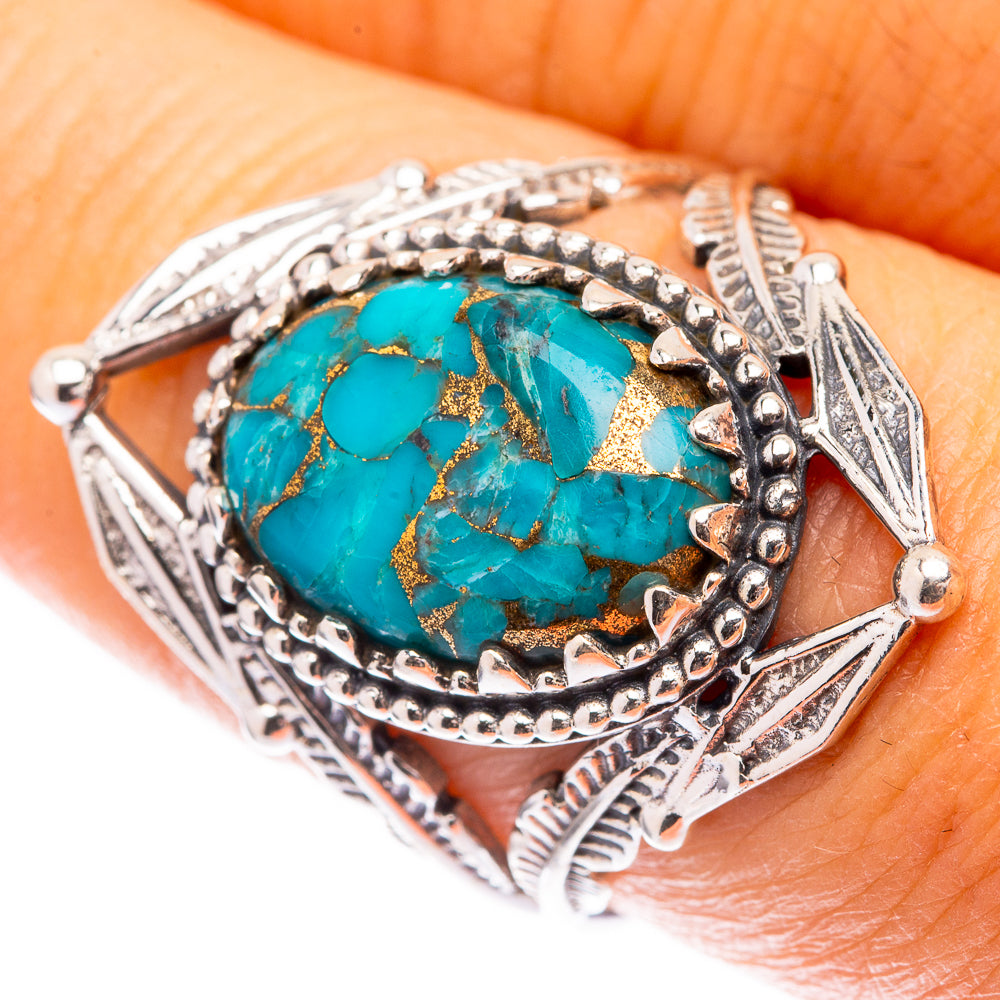 Blue Copper Composite Turquoise Ring Size 8 (925 Sterling Silver) R141569
