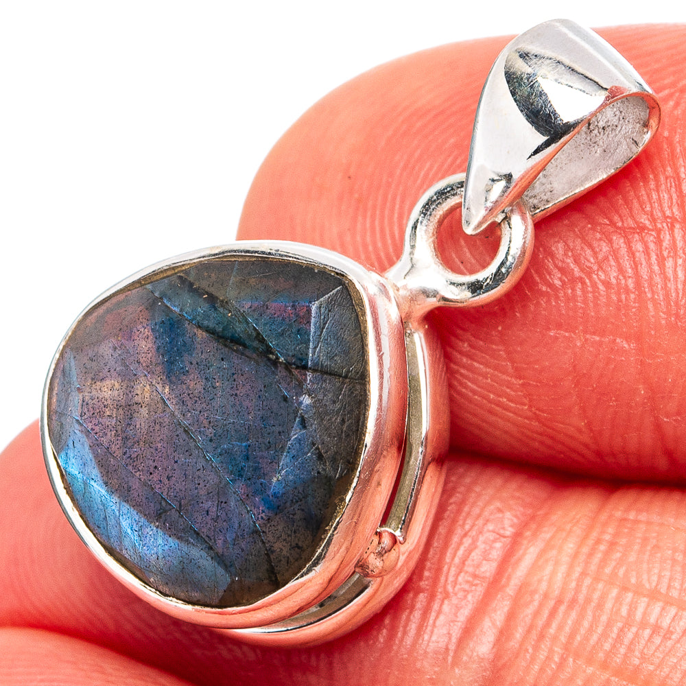 Faceted Labradorite Dainty Pendant 7/8" (.925 Sterling Silver)