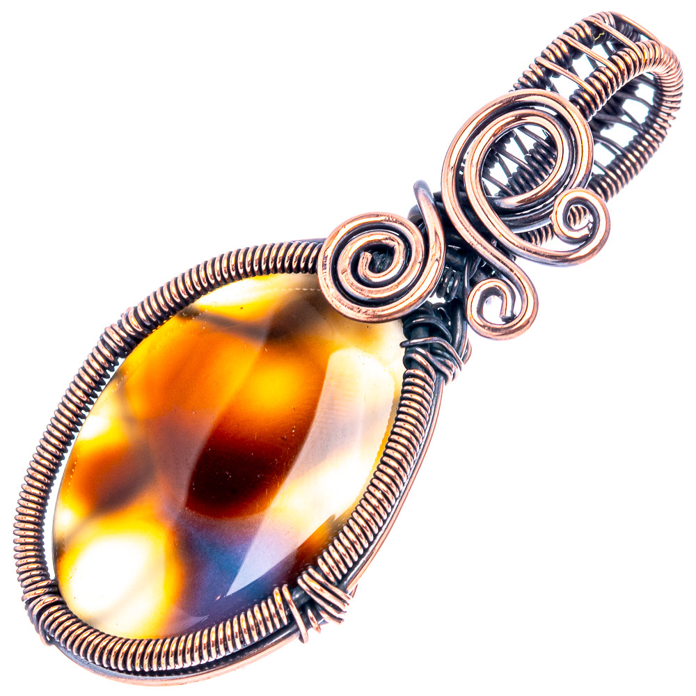 Banded Agate Wire Wrap Pendant 2 1/4" (Oxidized Copper)
