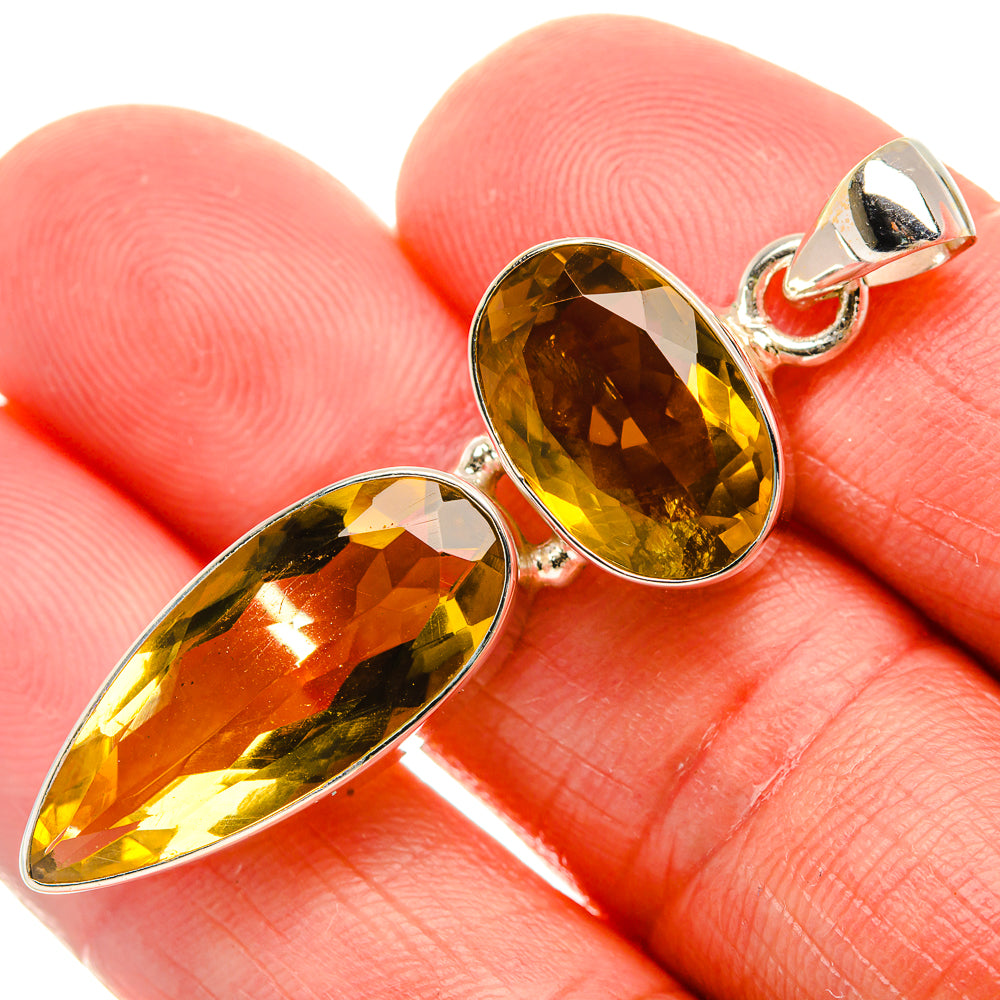 Faceted Citrine Pendant 2" (925 Sterling Silver) PD38086