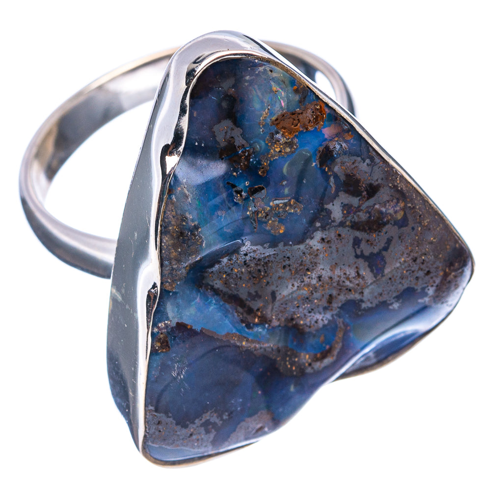 Premium Rare Boulder Opal Ring Size 10 (.925 Sterling Silver)