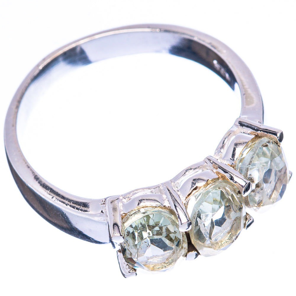 Green Amethyst Dainty Ring Size 7.5 (925 Sterling Silver) R5186