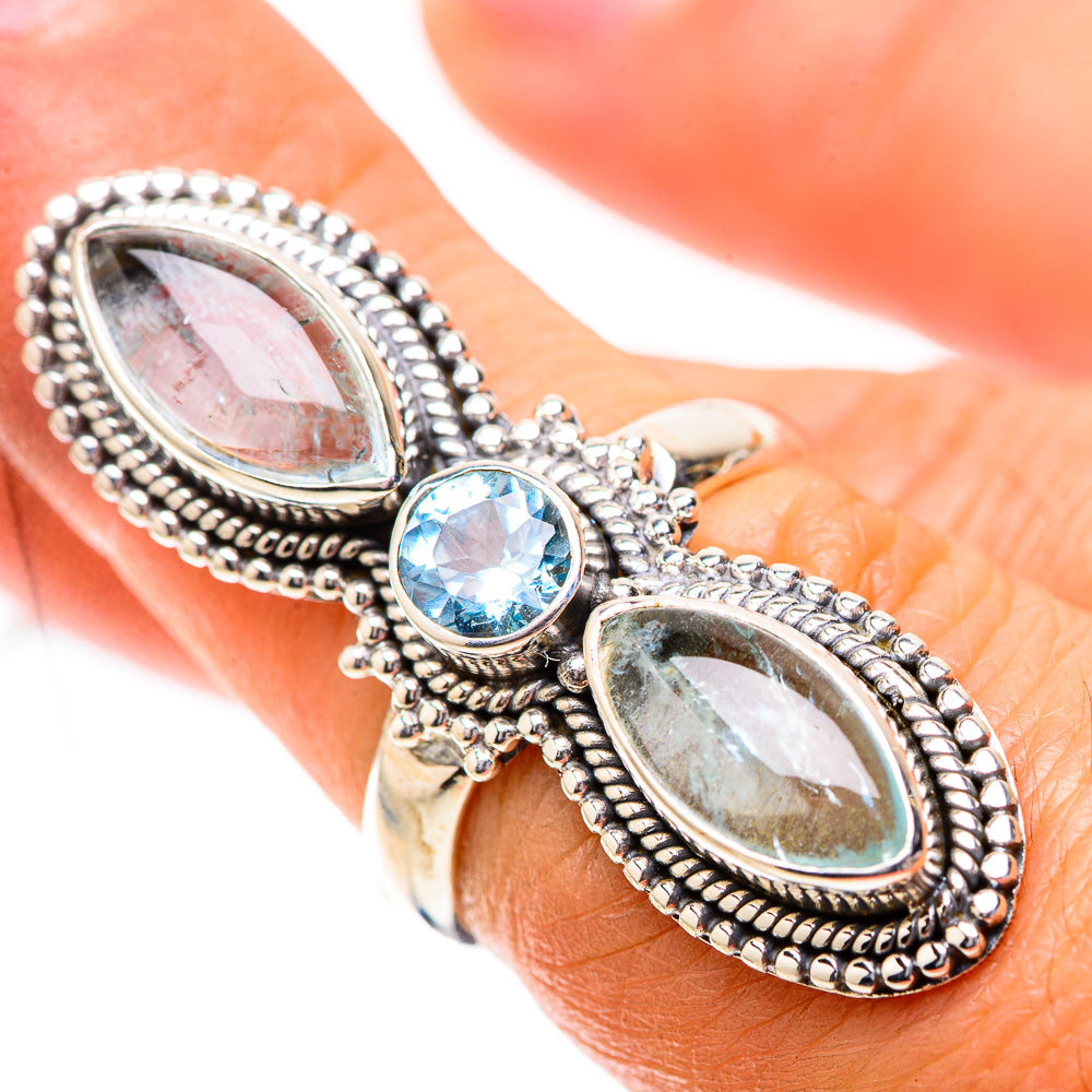 Large Natural Aquamarine, Blue Topaz Ring Size 6.25 (925 Sterling Silver) RING138025