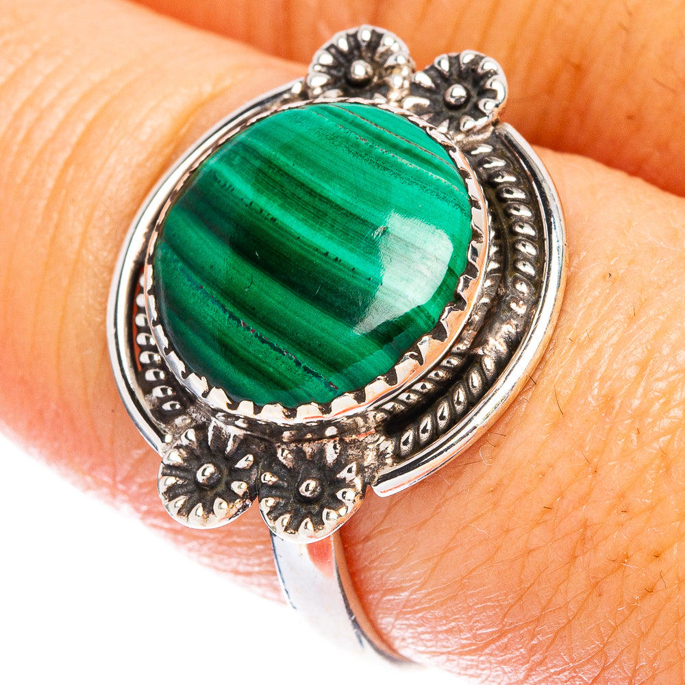 Malachite Flower Ring Size 9 (925 Sterling Silver) R146864