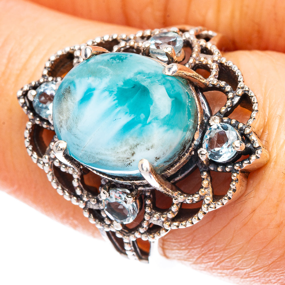 Larimar, Blue Topaz Ring Size 7 (925 Sterling Silver) R2521