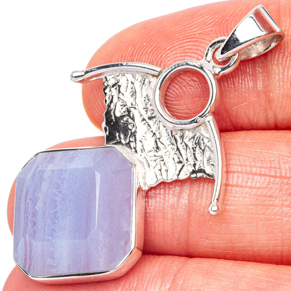 Asc Premium Blue Lace Agate Pendant 1 5/8" (925 Sterling Silver) P42281