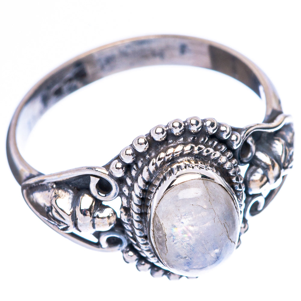 Rainbow Moonstone Dainty Ring Size 7.25 (925 Sterling Silver) R5113