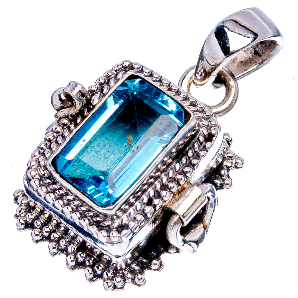 Premium Blue Topaz Poison Pendant 1 1/8" (.925 Sterling Silver)