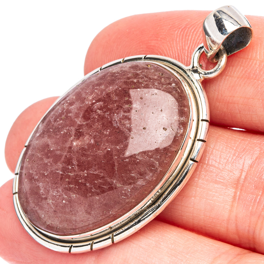 Strawberry Quartz Pendant 1 3/4" (925 Sterling Silver) P43443