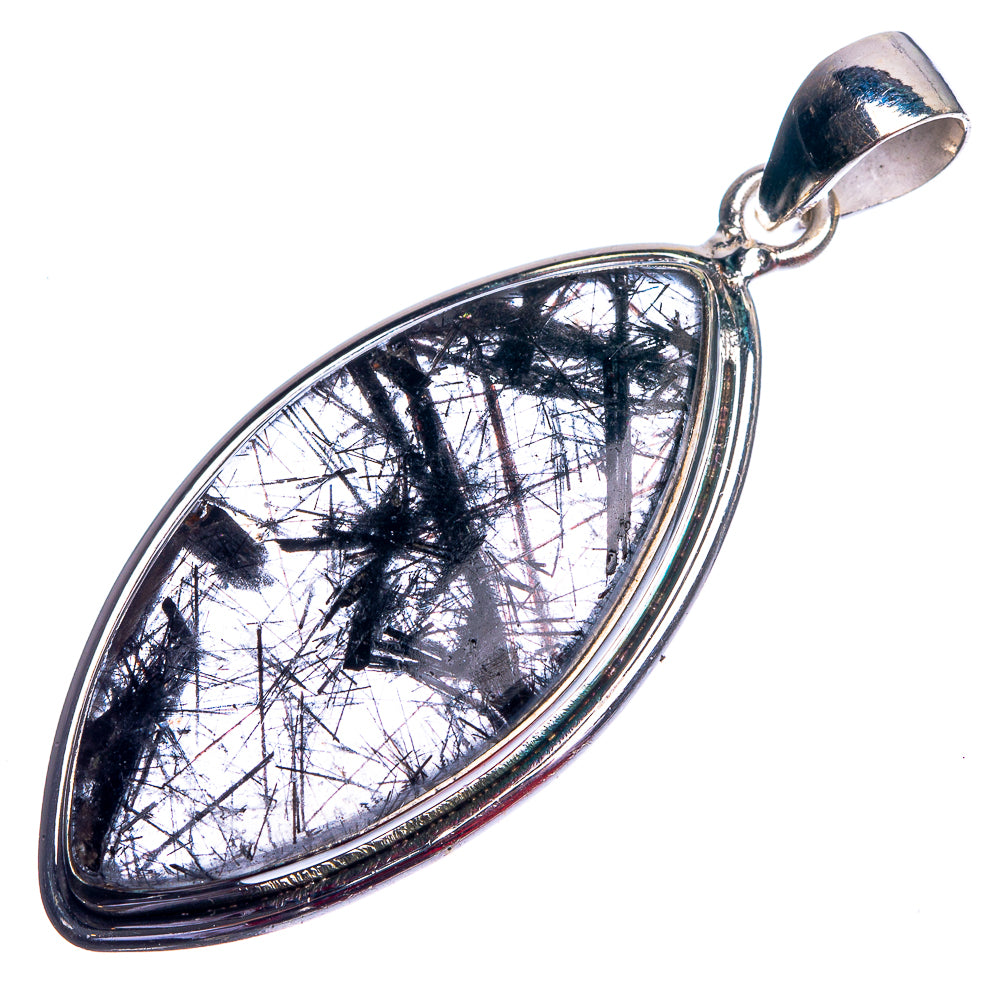 Tourmalinated Quartz 925 Sterling Silver Pendant 1 7/8"