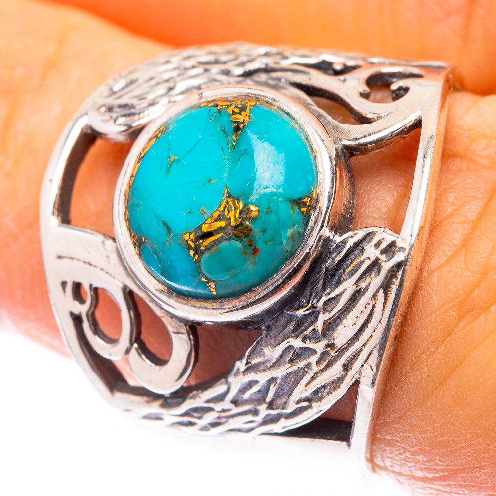 Blue Copper Composite Turquoise Ring Size 6 (925 Sterling Silver) R141524
