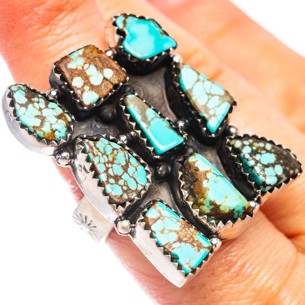 Exclusive Number 8 Mine Turquoise Ring Size 8 Adjustable (.925 Sterling Silver)