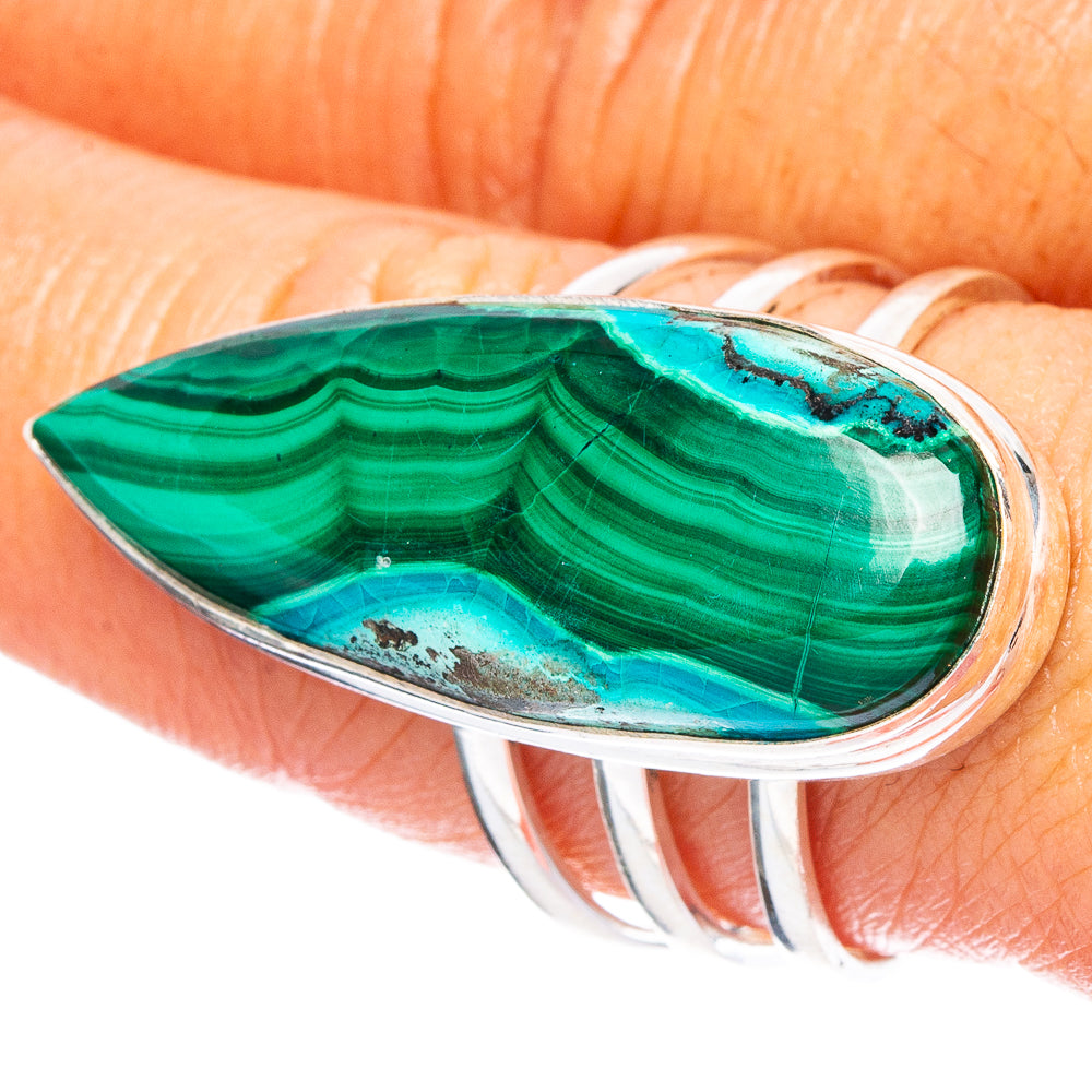Large Malachite In Chrysocolla 925 Sterling Silver Ring Size 9.25 (925 Sterling Silver) R6359