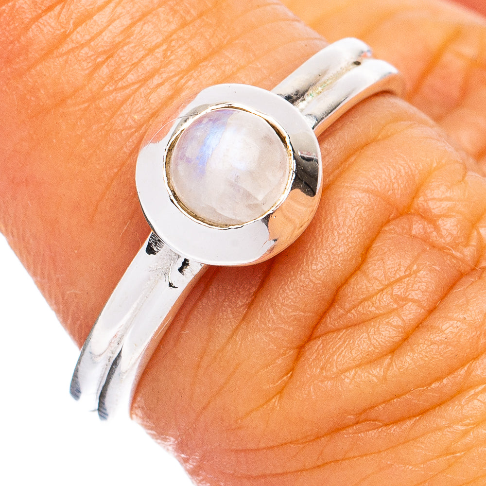 Dainty Rainbow Moonstone Ring Size 7 (925 Sterling Silver) R8564