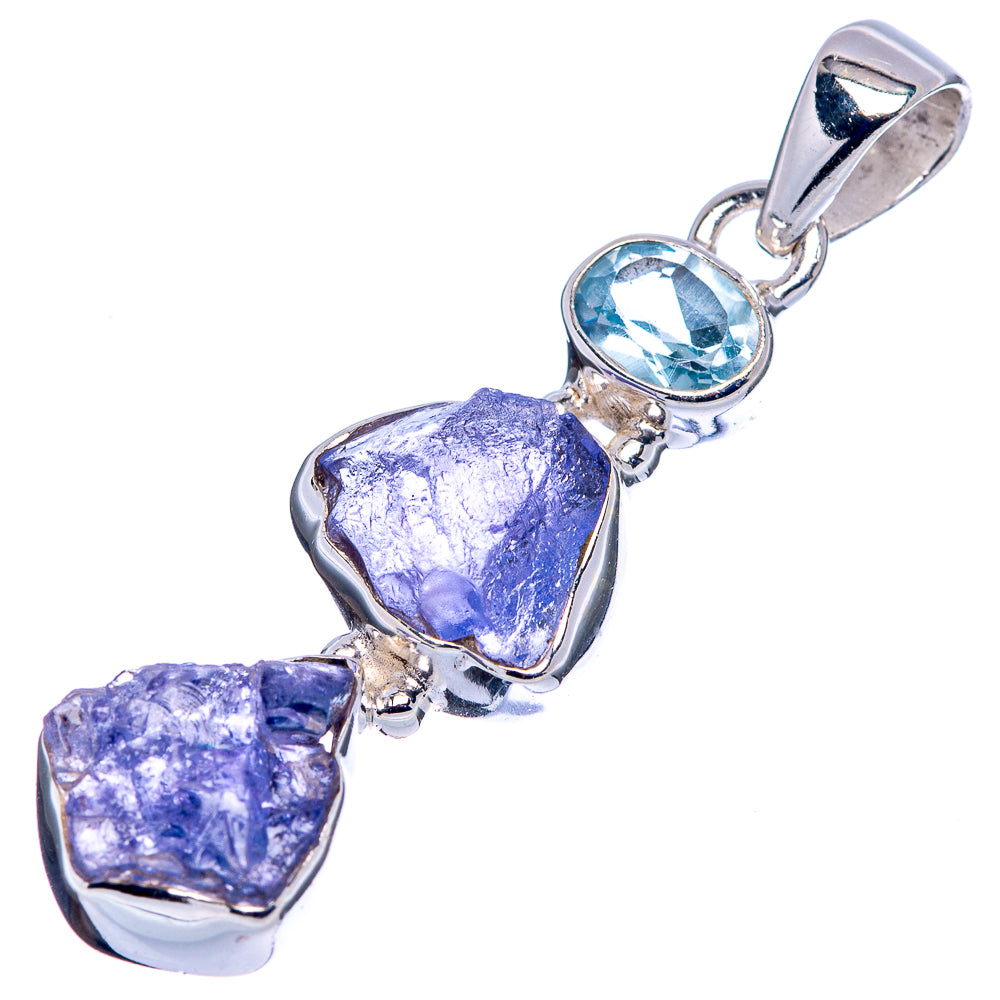 Tanzanite, Blue Topaz Pendant 1 5/8" (.925 Sterling Silver)