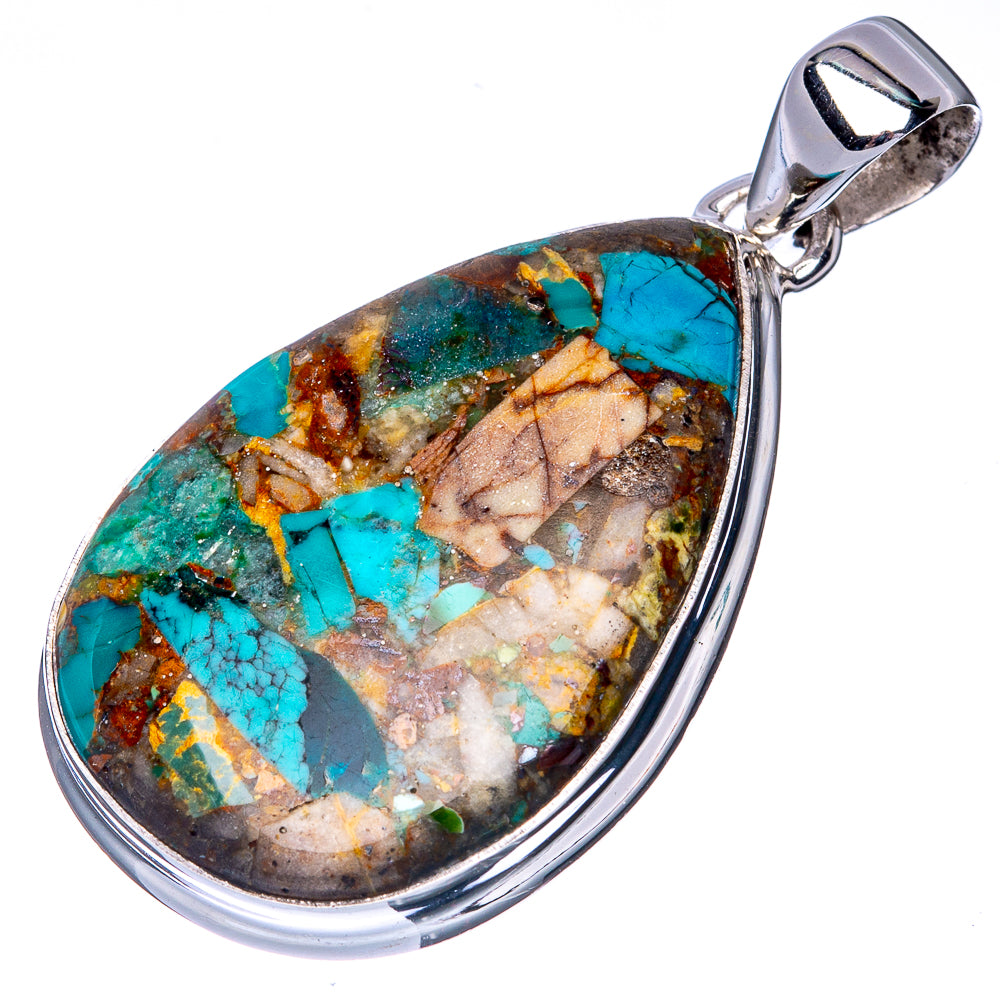 Rare Royston Matrix Turquoise Pendant 1 5/8" (925 Sterling Silver) P40899