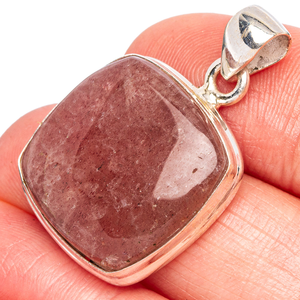 Strawberry Quartz Pendant 1 1/8" (925 Sterling Silver) P43442