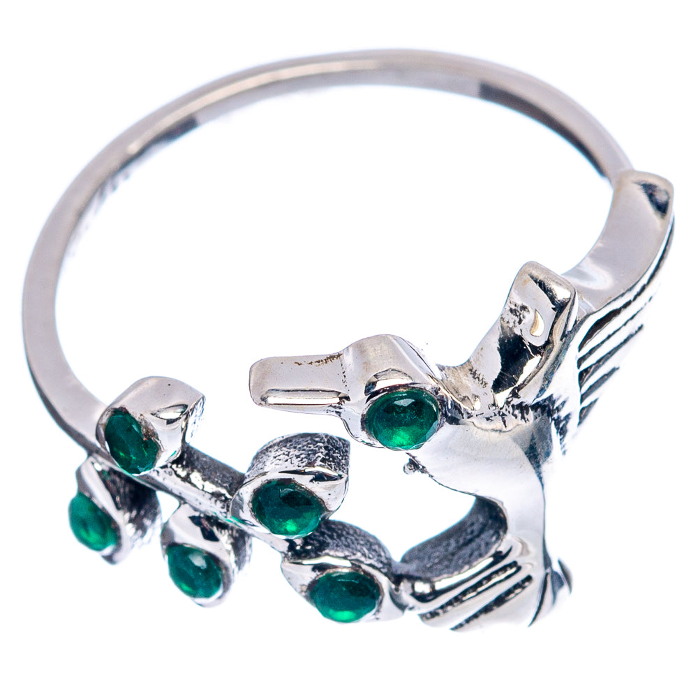 Green Onyx Hummingbird Dainty Ring Size 6.75 (.925 Sterling Silver)