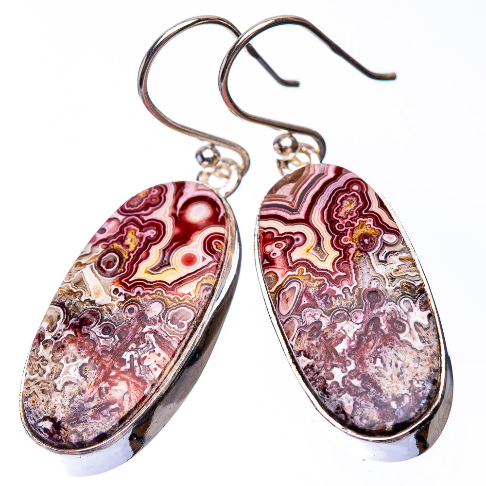 Crazy Lace Agate Earrings 1 1/2" (925 Sterling Silver) E432258