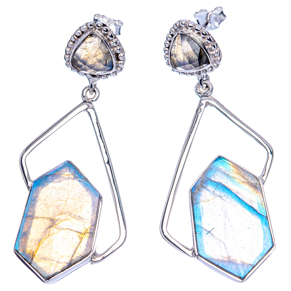 Signature Labradorite Earrings 2 1/4" (925 Sterling Silver) E1173
