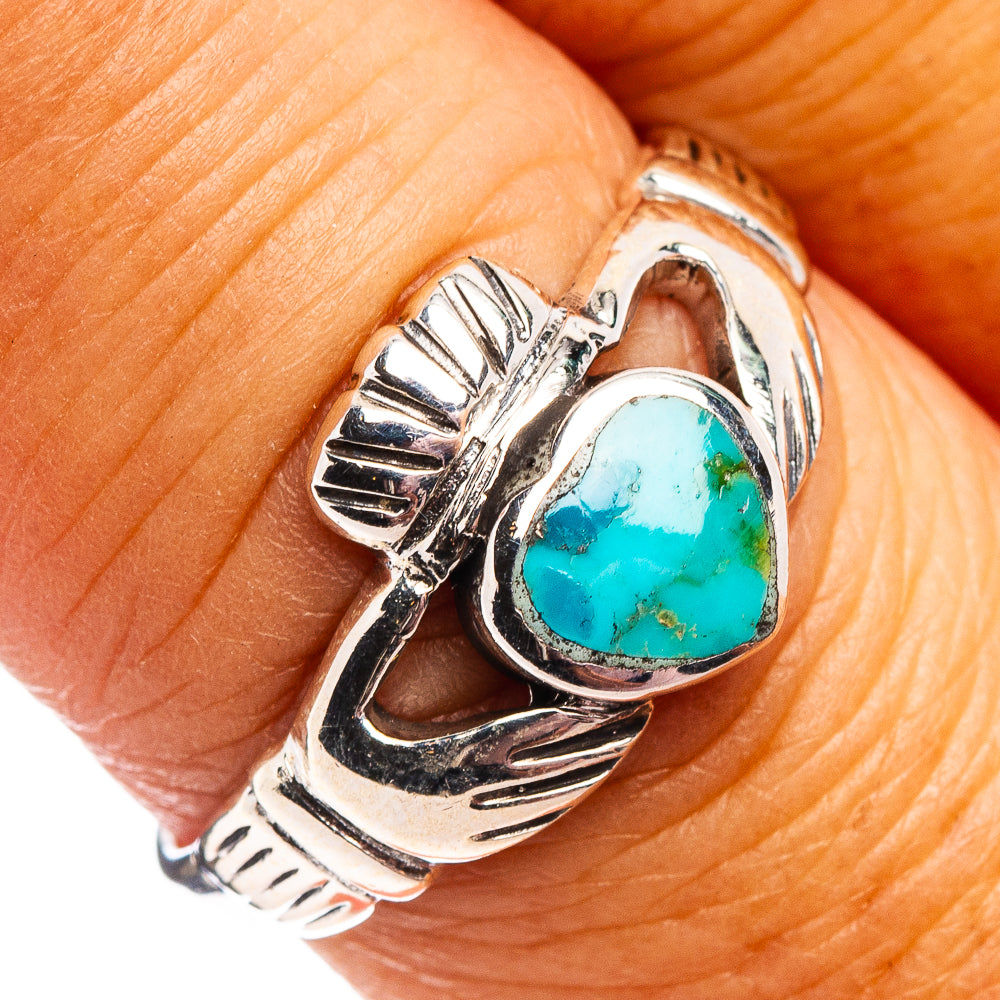 Native Style Mohave Turquoise Heart Ring Size 8.5 (.925 Sterling Silver)