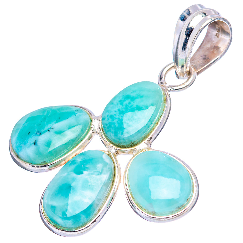 Rare Larimar Pendant 1 3/8" (.925 Sterling Silver)