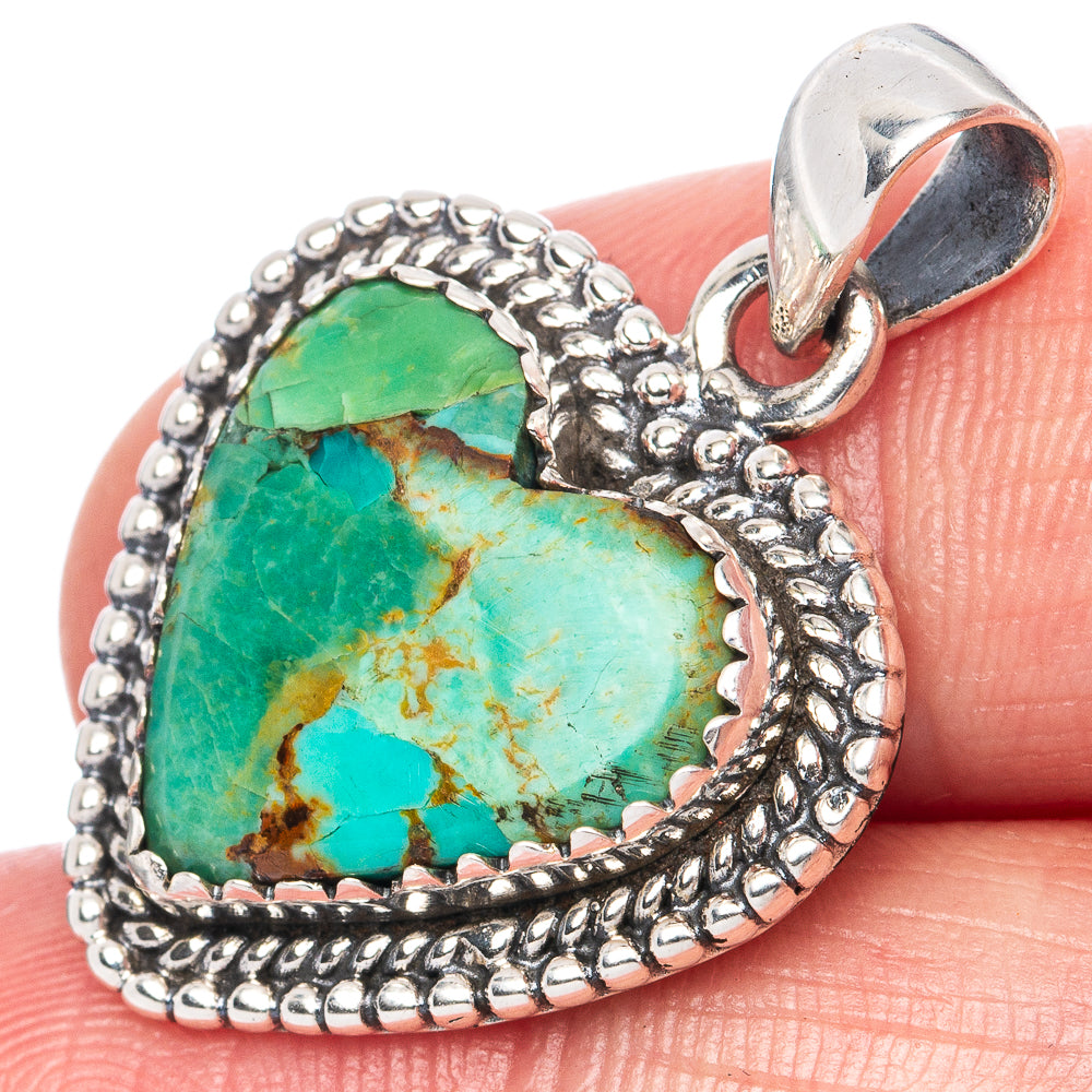 Rare Arizona Turquoise Pendant 1 1/8" (925 Sterling Silver) P42014