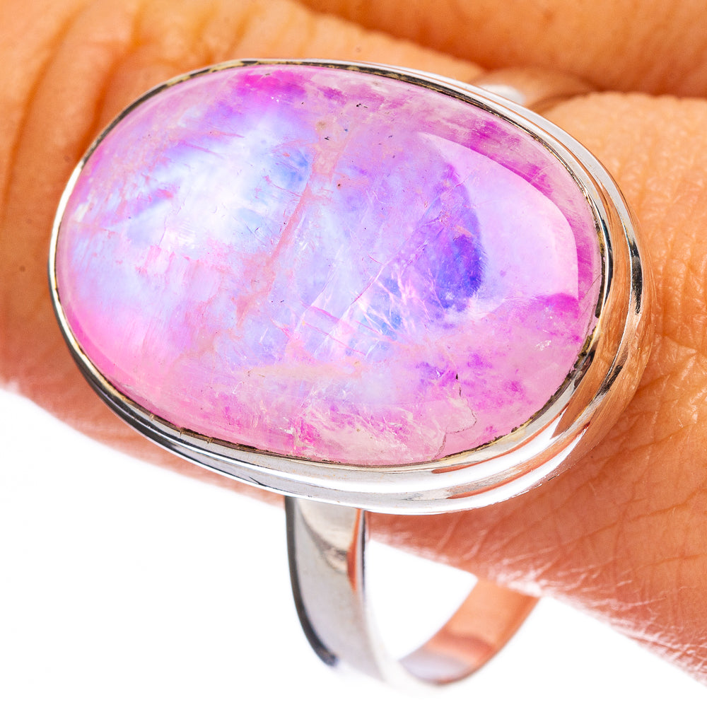 Large Pink Moonstone Ring Size 13.75 (925 Sterling Silver) R146483