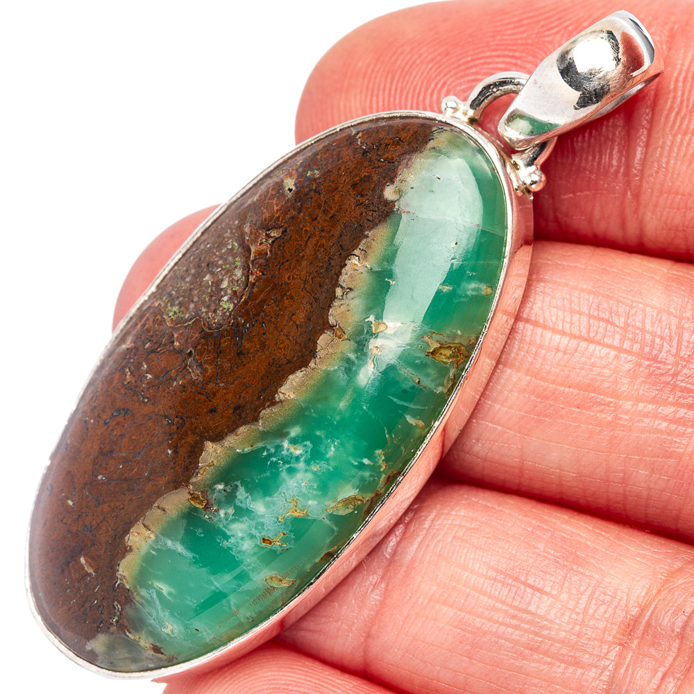 Boulder Chrysoprase Pendant 2" (.925 Sterling Silver)