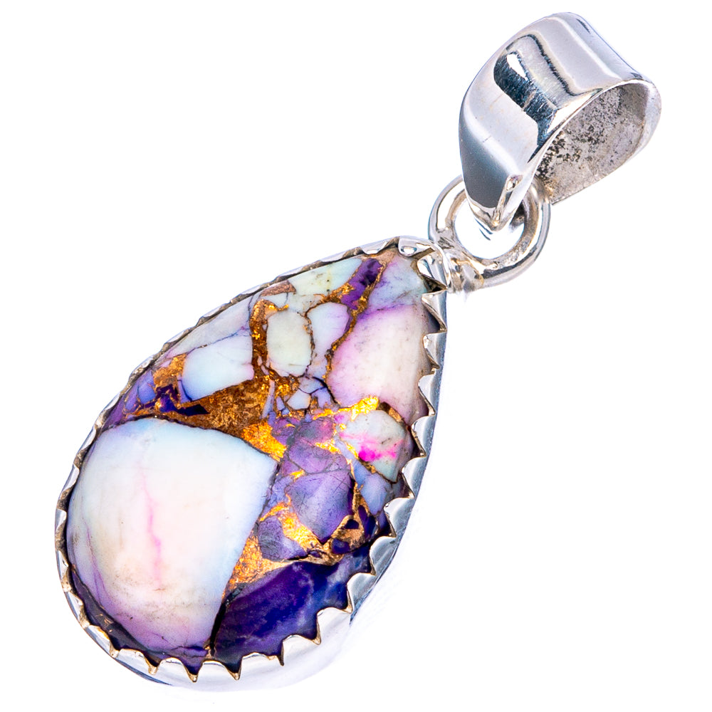 Purple Dahlia Mohave Turquoise Pendant 1 1/8" (.925 Sterling Silver)