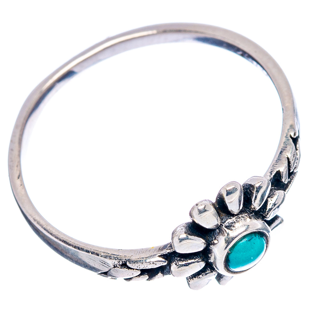 Turquoise Flower Dainty Ring Size 7.75 (.925 Sterling Silver)