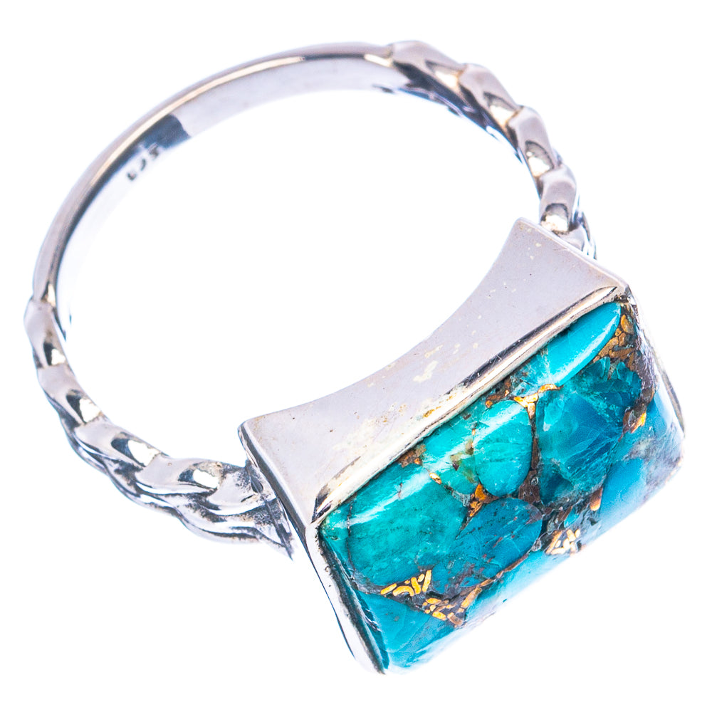 Blue Copper Turquoise Ring Size 8 (.925 Sterling Silver)