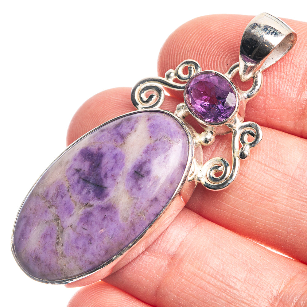 Tiffany Stone, Amethyst 925 Sterling Silver Pendant 1 7/8"