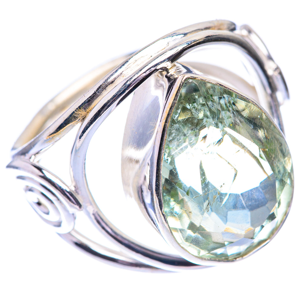 Faceted Green Amethyst Ring Size 6.25 (925 Sterling Silver) R140579