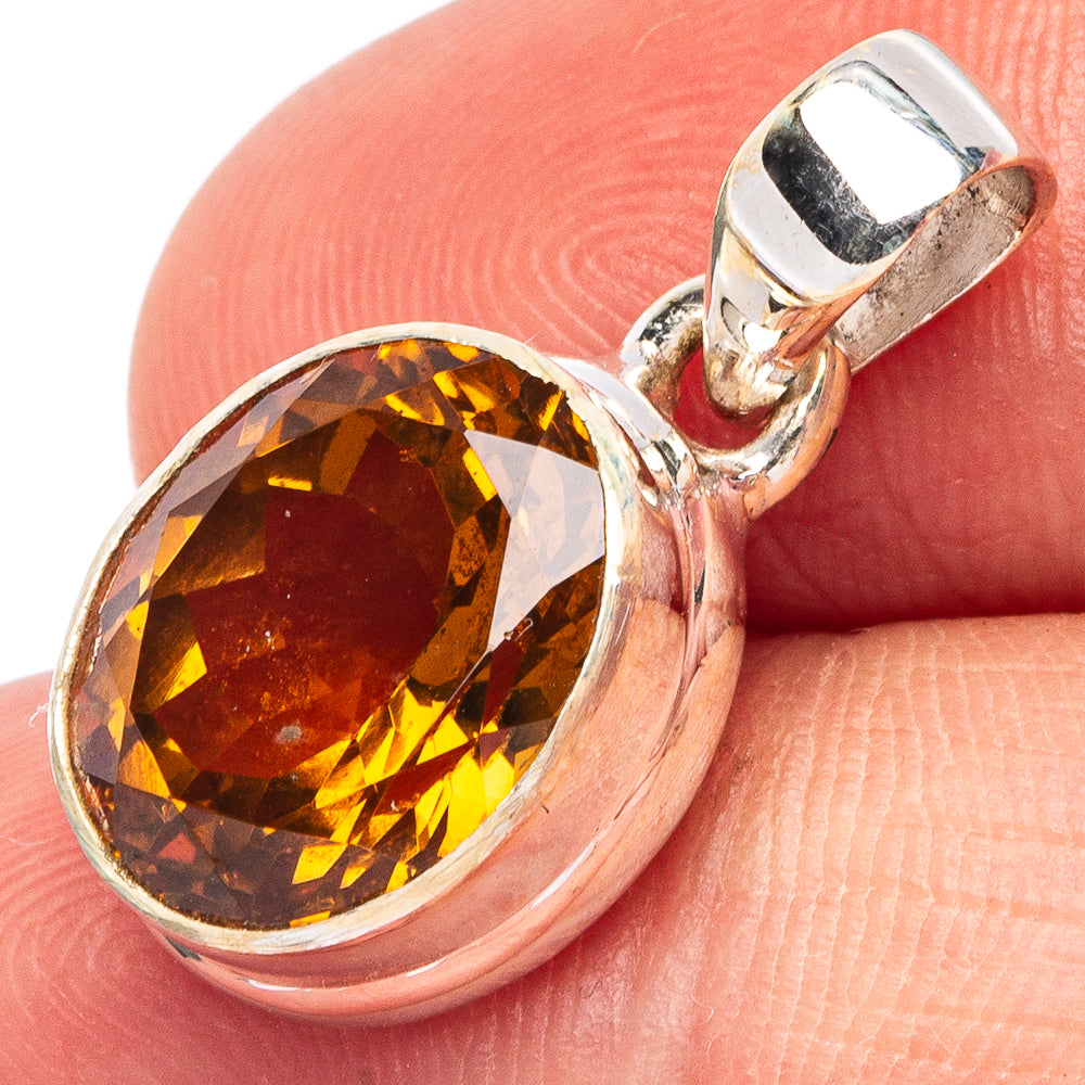 Mandarin Citrine 925 Sterling Silver Pendant 7/8" (925 Sterling Silver) P43694