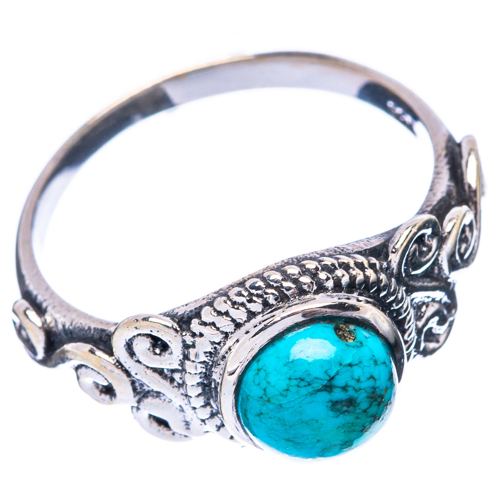 Tibetan Turquoise Dainty Ring Size 7.75 (925 Sterling Silver) R5872