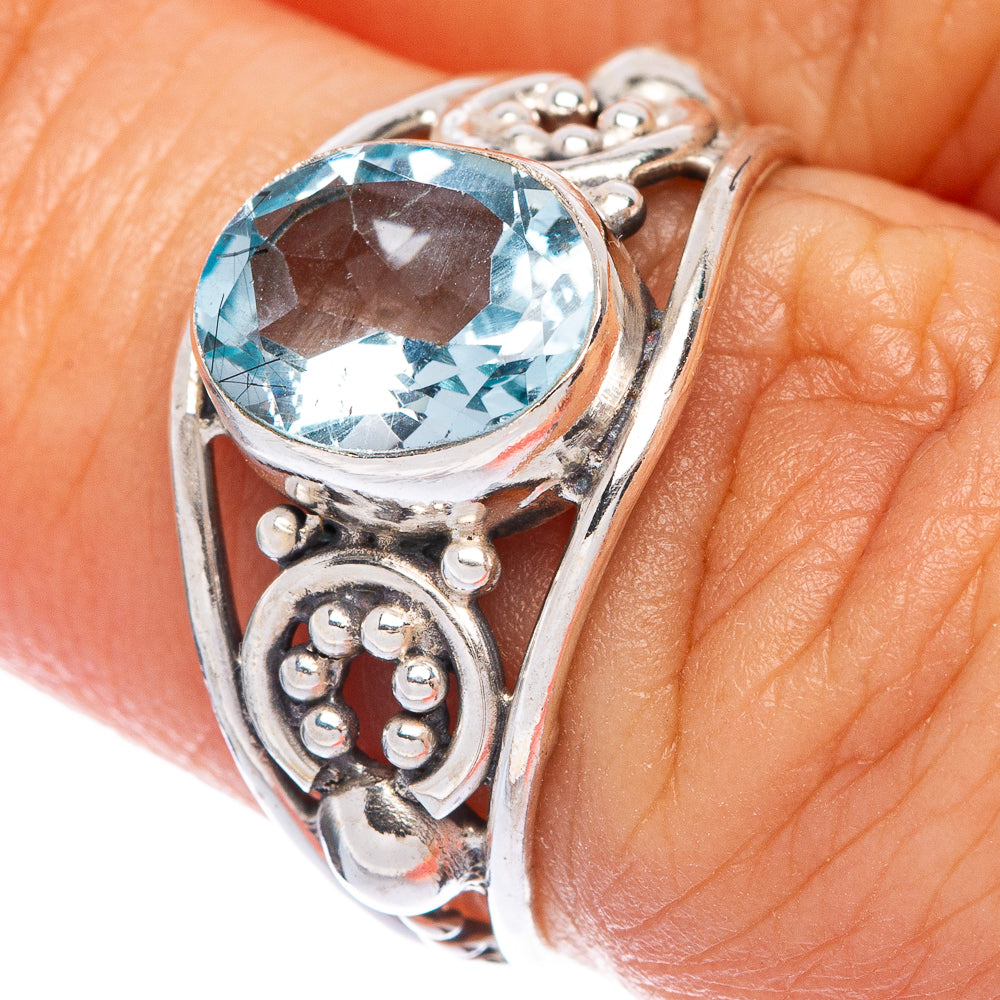 Blue Topaz Dainty Ring Size 6.5 (925 Sterling Silver) R145766