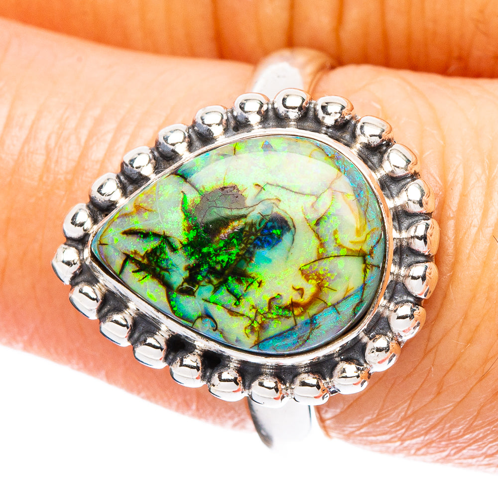 Rare Sterling Opal Ring Size 7.5 (925 Sterling Silver) R4626