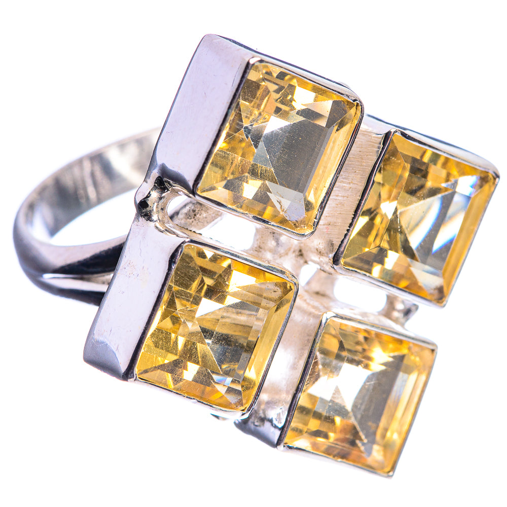 Large Faceted Citrine 925 Sterling Silver Ring Size 8.25
