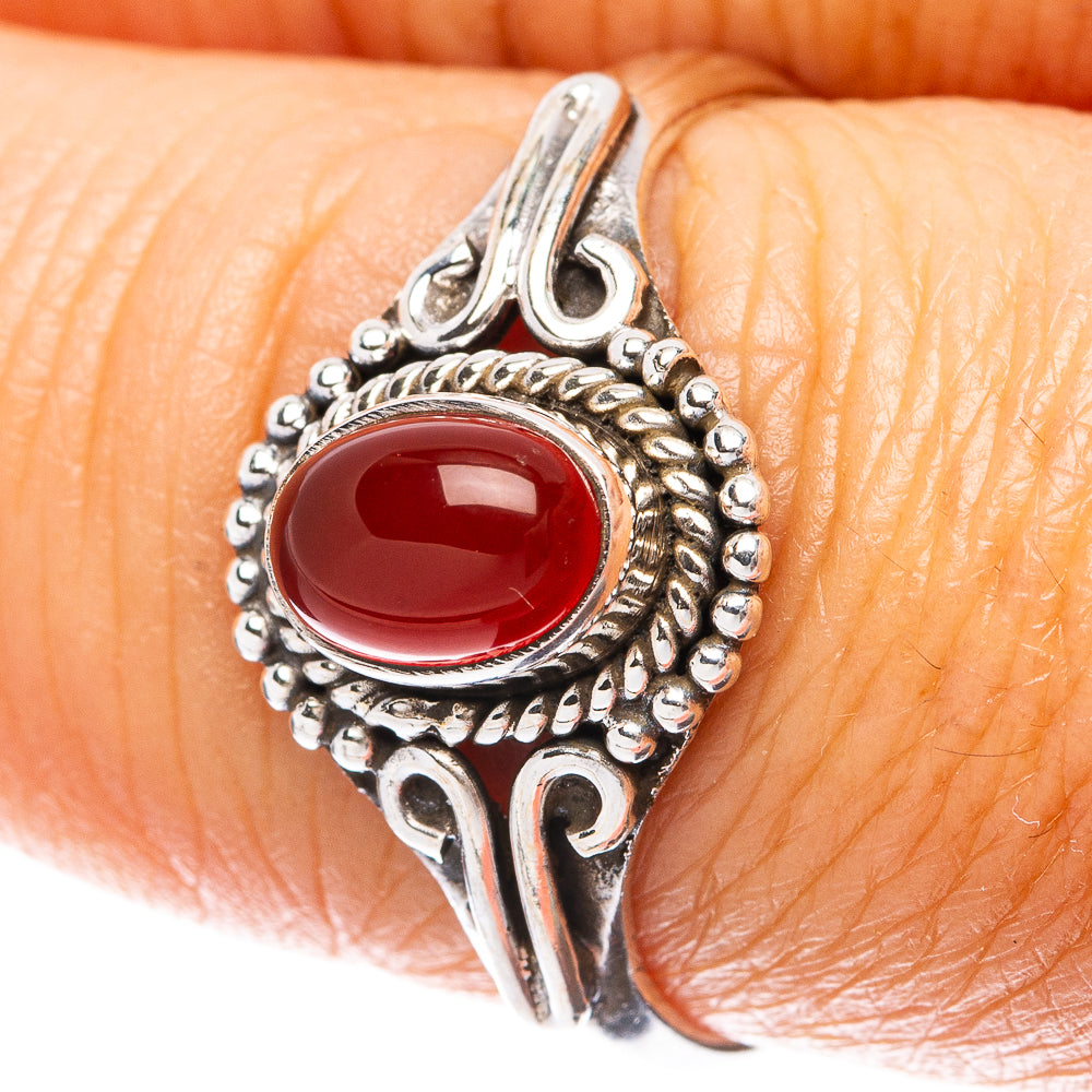 Red Onyx Dainty Ring Size 8 (925 Sterling Silver) R5945
