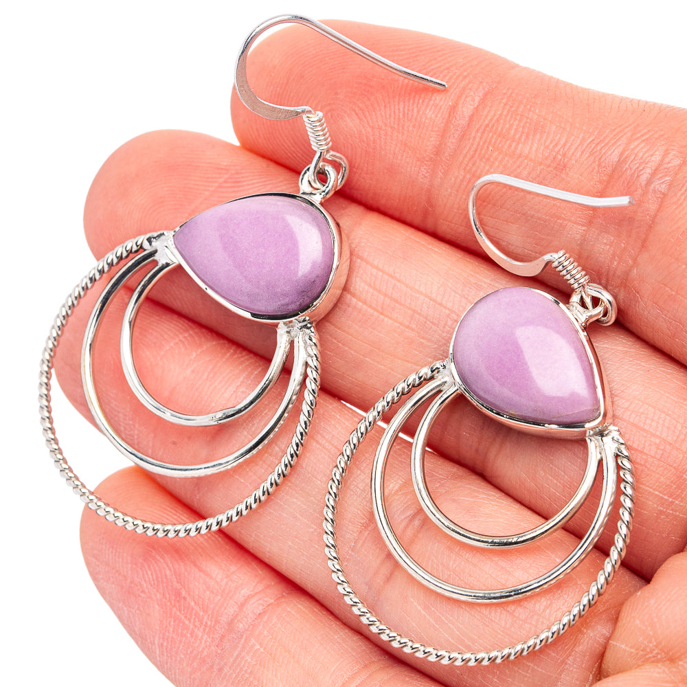 Premium Phosphosiderite, Garnet Earrings 1 7/8" (.925 Sterling Silver)