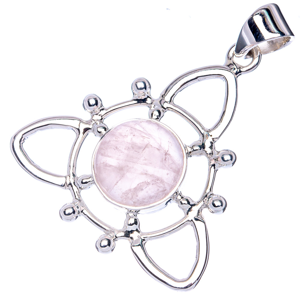 Premium Rose Quartz Pendant 1 3/8" (925 Sterling Silver) P41851